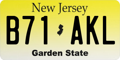 NJ license plate B71AKL
