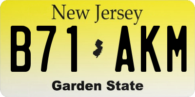 NJ license plate B71AKM