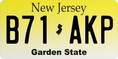 NJ license plate B71AKP