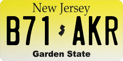 NJ license plate B71AKR