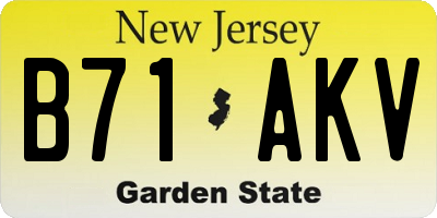NJ license plate B71AKV