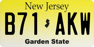 NJ license plate B71AKW