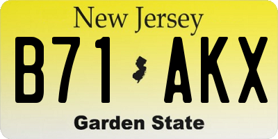 NJ license plate B71AKX