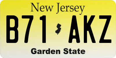 NJ license plate B71AKZ