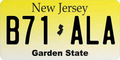 NJ license plate B71ALA