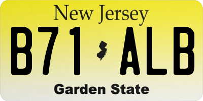 NJ license plate B71ALB