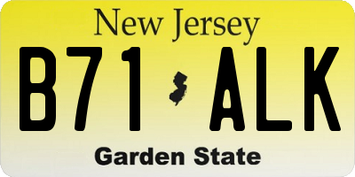 NJ license plate B71ALK
