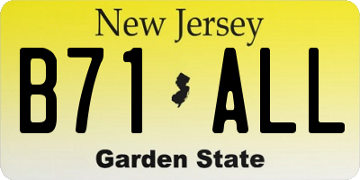 NJ license plate B71ALL