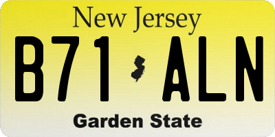 NJ license plate B71ALN
