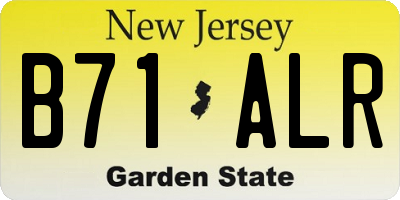 NJ license plate B71ALR