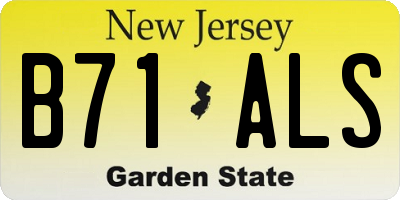 NJ license plate B71ALS