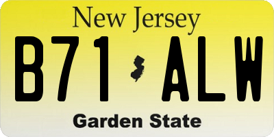 NJ license plate B71ALW