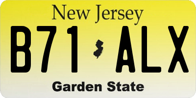 NJ license plate B71ALX