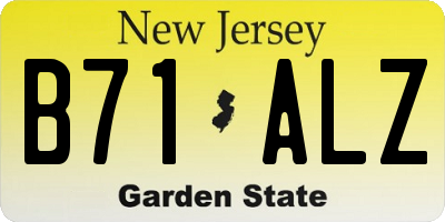 NJ license plate B71ALZ