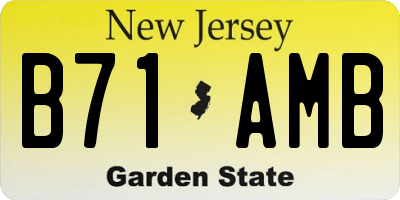 NJ license plate B71AMB
