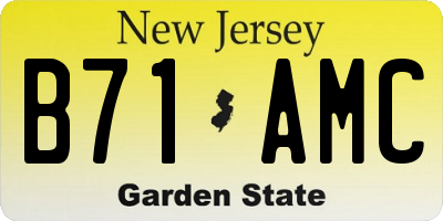 NJ license plate B71AMC