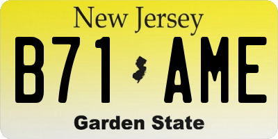 NJ license plate B71AME