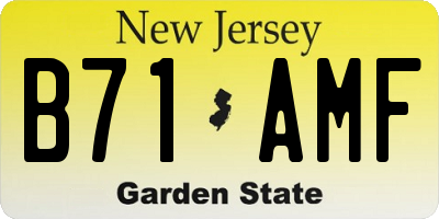 NJ license plate B71AMF
