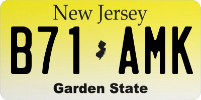 NJ license plate B71AMK