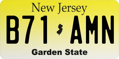 NJ license plate B71AMN