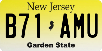 NJ license plate B71AMU