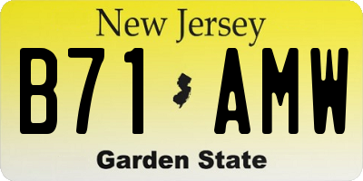 NJ license plate B71AMW