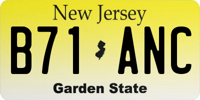 NJ license plate B71ANC