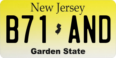 NJ license plate B71AND