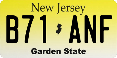 NJ license plate B71ANF