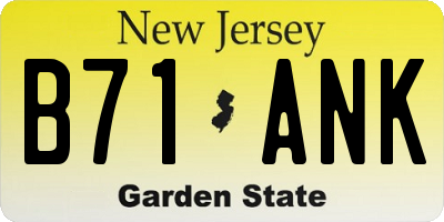 NJ license plate B71ANK