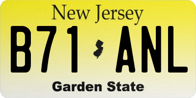 NJ license plate B71ANL