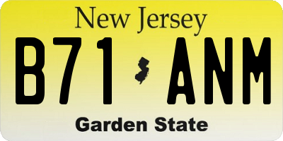 NJ license plate B71ANM