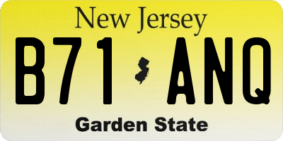 NJ license plate B71ANQ