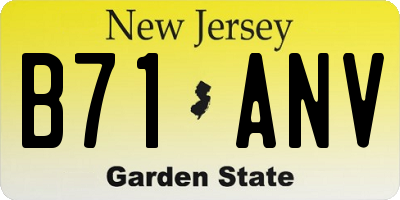 NJ license plate B71ANV