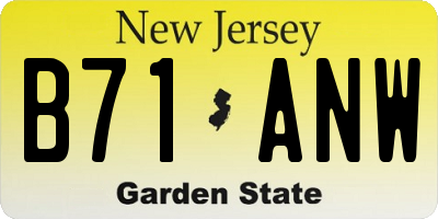 NJ license plate B71ANW