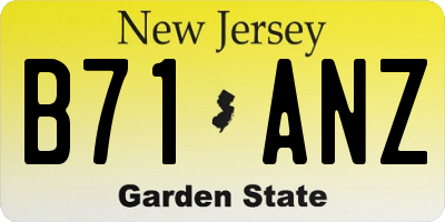 NJ license plate B71ANZ