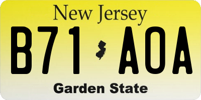 NJ license plate B71AOA
