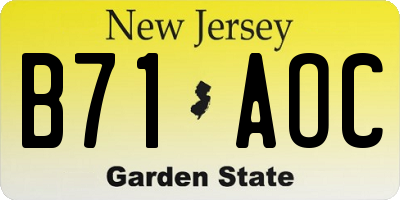 NJ license plate B71AOC