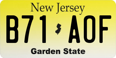 NJ license plate B71AOF