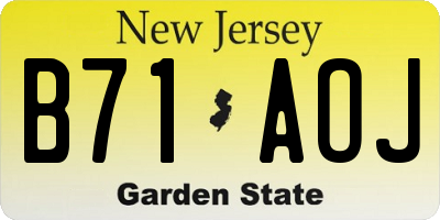 NJ license plate B71AOJ