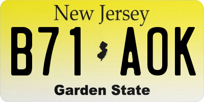 NJ license plate B71AOK