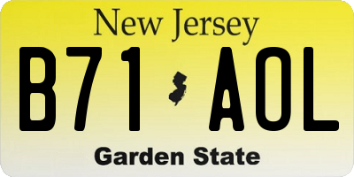 NJ license plate B71AOL
