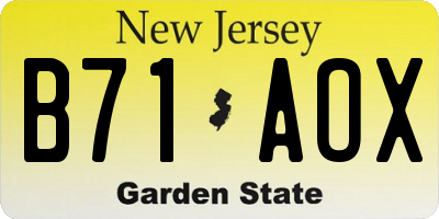 NJ license plate B71AOX