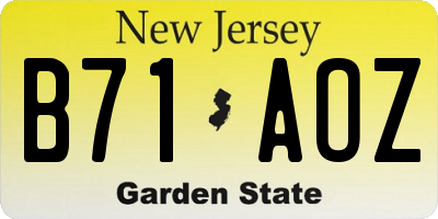 NJ license plate B71AOZ