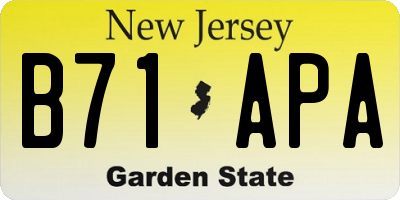 NJ license plate B71APA