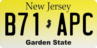 NJ license plate B71APC
