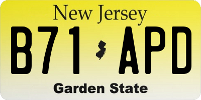 NJ license plate B71APD