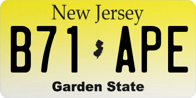NJ license plate B71APE