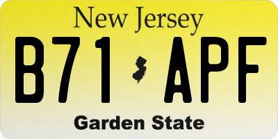 NJ license plate B71APF