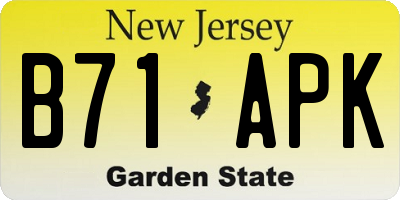 NJ license plate B71APK